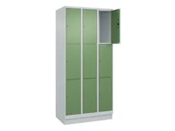 lockerkast,HxBxD 1950x900x500mm,3x3vakken,vak B 300mm,cil.-slot,sokkel