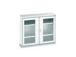 vitrinekast 900x1050x350mm 2xStalen bodem romp RAL7035 front RAL7035