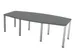 vergadertafel HxBxD 74x240x120cm vatvormig MS-donkergrijs 4voeten alu