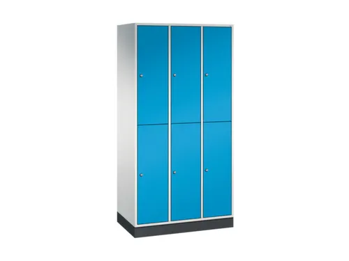 Dubbeldekse garderobekast,RAL 7035/RAL 5012,HxBxD 1950x920x500mm