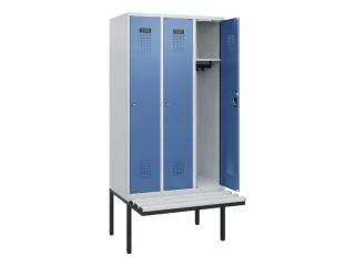 locker met bank,HxBxD 1950x900x815mm,3vak,vak B 300mm,cilinderslot - 1