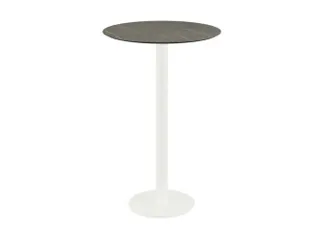 statafel,HxØ 1090x700mm,rond,schotelvoet wit,blad HPL Midnight Marble - 1