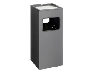 Metalen Afvalbak 17 Liter Met Asbak Antraciet - 1
