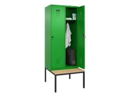 locker met bank,HxBxD 2120x800x815mm,2vak,vak B 400mm,draaigrendel