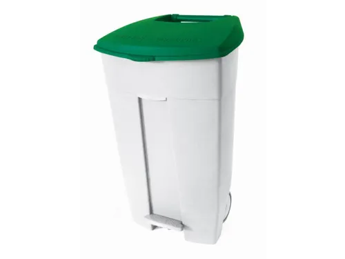 afvalbak,1x120l,HxBxD 890x560x480mm,romp PE wit,deksel PE groen