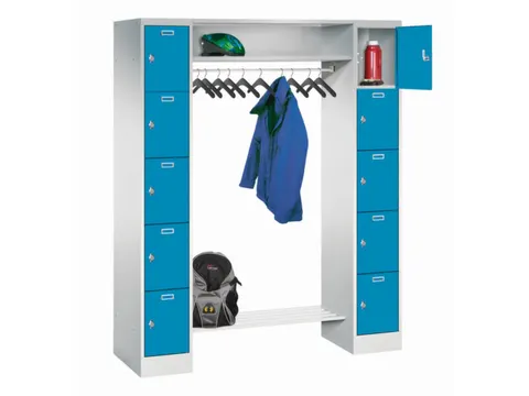 personeelsgarderobe draaigr. 1950x1500x500mm 2x5 vakken 300mm RAL5012