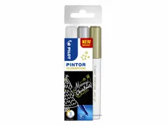Paintmarker Pilot Pintor Celebrations Extra Fijne punt Wit Goud Zilver