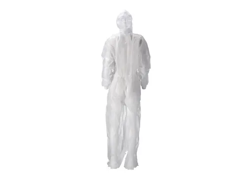 Pp non woven coverall met pe coating XL wit 40gr 50 Stuks