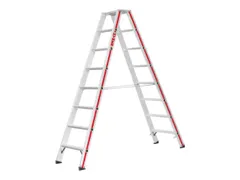 trapladder,beide zijden,2x8treden,Stand H 1,38m,balk L 2,05m,aluminium