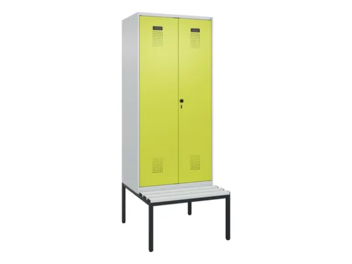 PBM-locker met bank,HxBxD 2120x800x815mm,2vak,vak B 400mm,draaigrendel