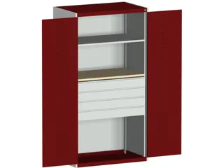 systeemkast 2000x1050x650mm 1 legbord 4 laden RAL7035, front RAL3004 - 1