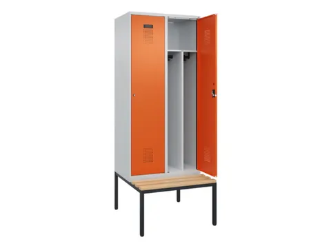 locker met bank,voor scheiding van kleding,HxBxD 2120x800x815mm,2vak