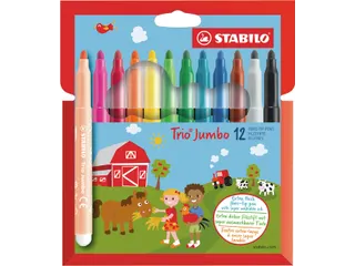 Viltstift STABILO Trio Jumbo 380/12 extra large assorti 12 stuks - 1