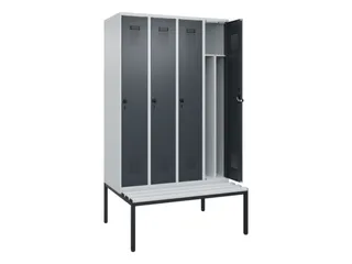locker met bank,voor scheiding van kleding,HxBxD 2120x1200x815mm,4vak - 1