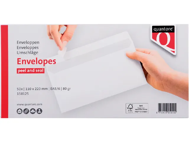 Envelop Quantore Bank Ea5/6 110x220mm Wit Zelfklevend