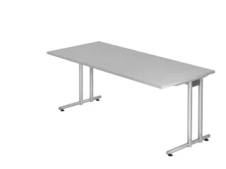 bureau,HxBxD 740x1800x800mm,blad lichtgrijs,C-voet RAL9006 - 1
