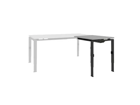 Bureau Linesto N4 aanbouwtafel 80x60cm lichtgrijs 25mm zwart