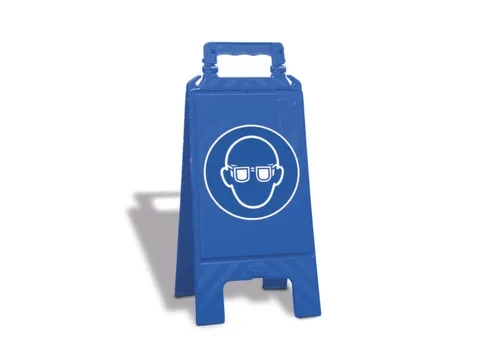 Gebodsbord,Oogbescherming Dragen,Vloeropsteller,Kunststof,Blauw