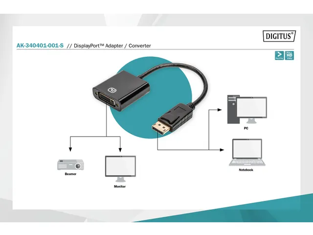 DisplayPort-adapter / -converter Zwart M/F