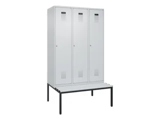 locker met bank,voor scheiding van kleding,HxBxD 2120x1200x815mm,3vak - 2