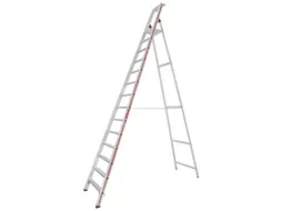 trapladder,eenzijdig,14treden,stand H 3,25m,balk L 4,2m,aluminium