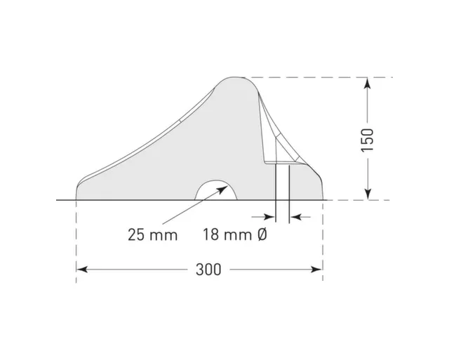 parkeerstop,B 1000mm,recyclebaar rubber,zwart/geel,1kabelkanaal