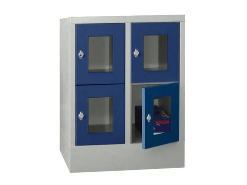 lockerkast,HxBxD 855x600x500mm,2x2vakken,RAL7035,front RAL5010