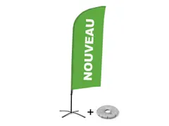 Horecavlag Alu Wind complete set "NOUVEAU" Groen kruisvoet Zwart