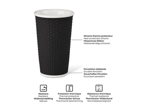 Beker porselein Les Artistes Paris 450ml met siliconen grip Rood