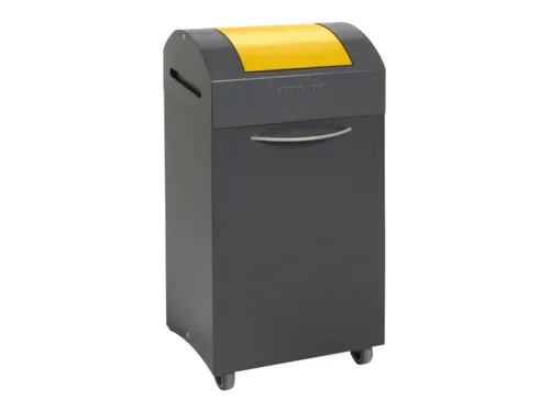 Afvalbak 60 Liter 650x380x320mm Plaatstaal 2 Wielen Klep Geel