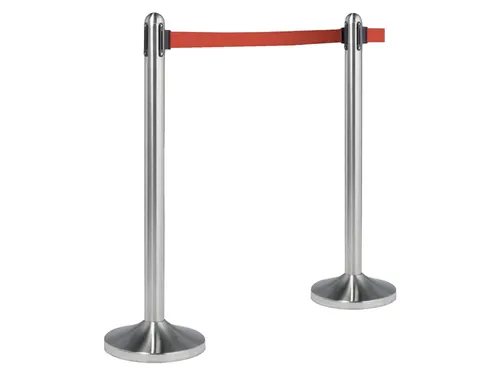 Afzetpaal Securit RVS met rolband 210cm rood