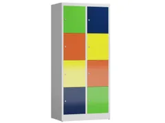 Lockerkast 1800x800x500mm 2x4 vakken cilinderslot, sokkel, Multicolor