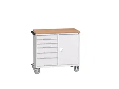 montagetafel 980x1300x600mm multiplexblad 6 laden kast front RAL7035