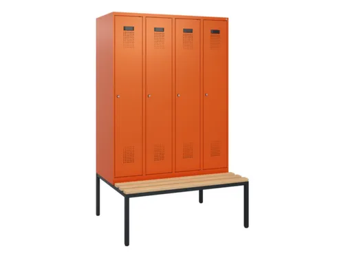 locker met bank,HxBxD 1950x1200x815mm,4vak,vak B 300mm,cilinderslot