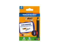 Whiteboardpotlood BicKids Multi Surface + puntenslijper/doekje ass 3st