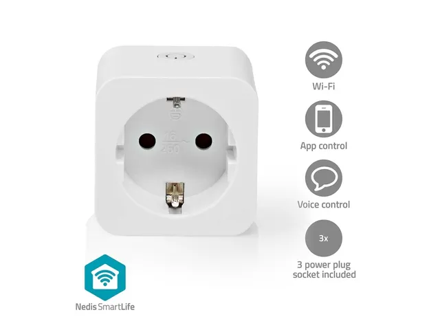 Nedis SmartLife Slimme Stekker Wi-Fi IP21 Wit 3 stuks