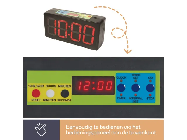 Klok Met Chronometer/Afteltimer & Intervaltimer - 32,7x15,6 x 9,3cm