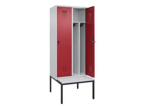 locker met bank,voor scheiding van kleding,HxBxD 2120x800x815mm,2vak
