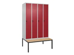 locker met bank,HxBxD 2120x1200x815mm,4vak,vak B 300mm,draaigrendel