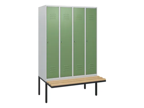 locker met bank,HxBxD 1950x1200x815mm,4vak,vak B 300mm,cil.-slot