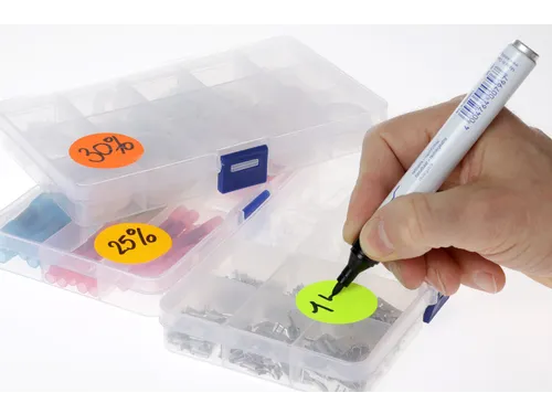 Etiketten Op Rol 35mm Fluor Rood Met Dispenser 500 Stuks