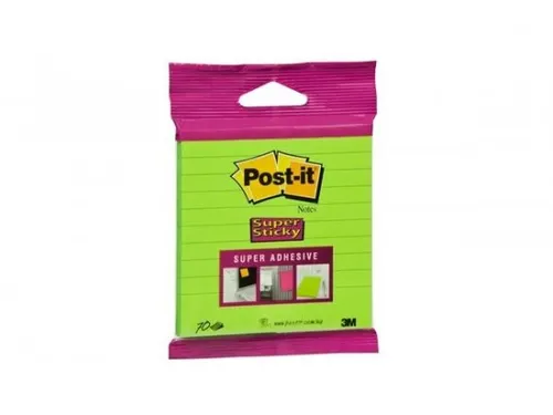 Memoblok 3M Post-it XL-LL Super Sticky 101mmx101mm groen met lijn 70 v