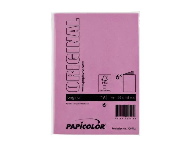 Correspondentiekaart Papicolor dubbel 105x148mm felroze pak à 6 stuks