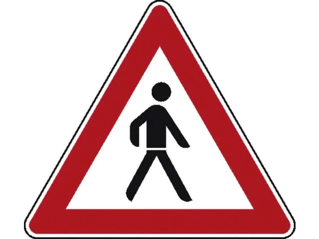 verkeersbord,voetgangers (opstelling links),conform StVO,aluminium