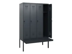 locker met bank,HxBxD 1950x1200x815mm,4vak,vak B 300mm,draaigrendel