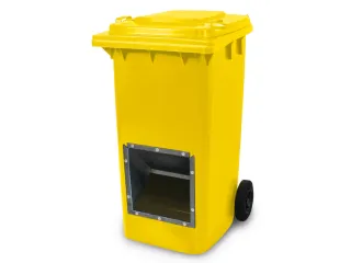 verrijdbare zoutbak,240l,HxBxD 1075x580x730mm,HDPE,geel,deksel geel - 1