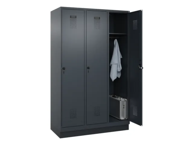 locker,HxBxD 1950x1200x500mm,3vak,vak B 400mm,draaigrendel,sokkel