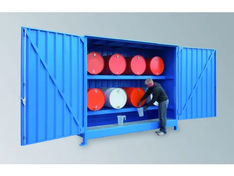 Stellingcontainer Gevaarlijke Stoffen Max. 8X200L Vaten Liggend