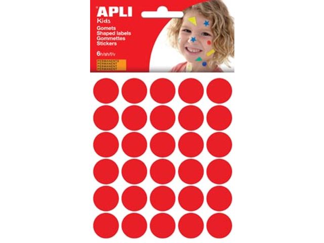 Apli Kids Gommette ronde Ø20mm 180 pièces rouge