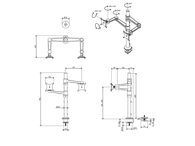 Viewlite monitorarm 2 Schermen 58.140 Wit